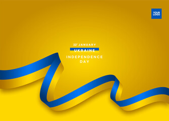 Ukraine independence day 22nd January with flag wave background