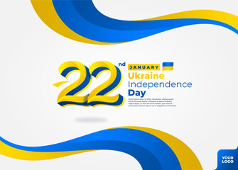 Ukraine independence day 22nd January with flag wave background