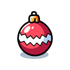 Christmas Ball Ornament isolated on a white background. Design for stickers, icons, cards, etc. Vector - Illustration. 