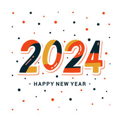 Happy New Year 2024. Vector holiday illustration with 2024 logo text design isolated on a white background. Design for cards, posters, banners, etc.