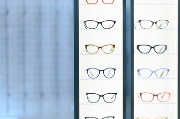 eye glasses on the shelf