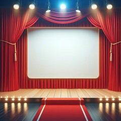 Empty Stage Template Blank Theatre Red Curtain Frame Red Curtain Stage