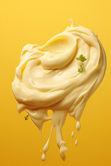 Mayonnaise on a yellow background