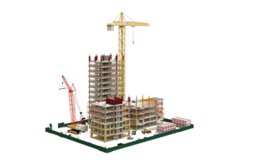 Building Contruction Site, BIM Project, 3d rendering, 3d illustration