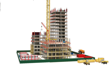 Building Contruction Site, BIM Project, 3d rendering, 3d illustration