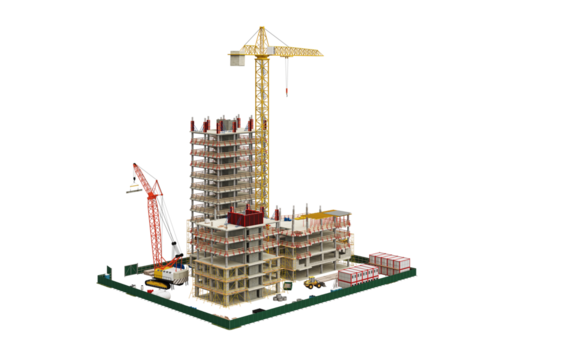 Building Contruction Site, BIM Project, 3d rendering, 3d illustration