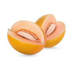 Fresh cantaloupe isolated on transparent background (.PNG)