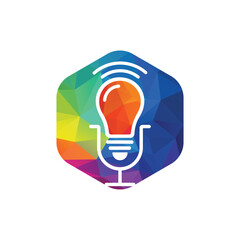 Podcast idea bulb logo vector icon design.