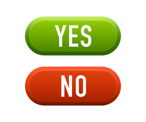Red and green switch interface button. Realistic slider yes, no. Positive and negative answer, symbol. Approved and Rejected. Vector illustration