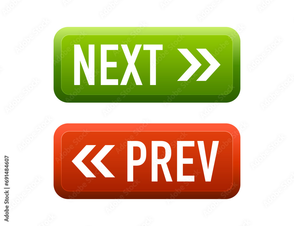 Poster next and previous button. prev, next icon. web buttons with arrows prev and next. web element. butto