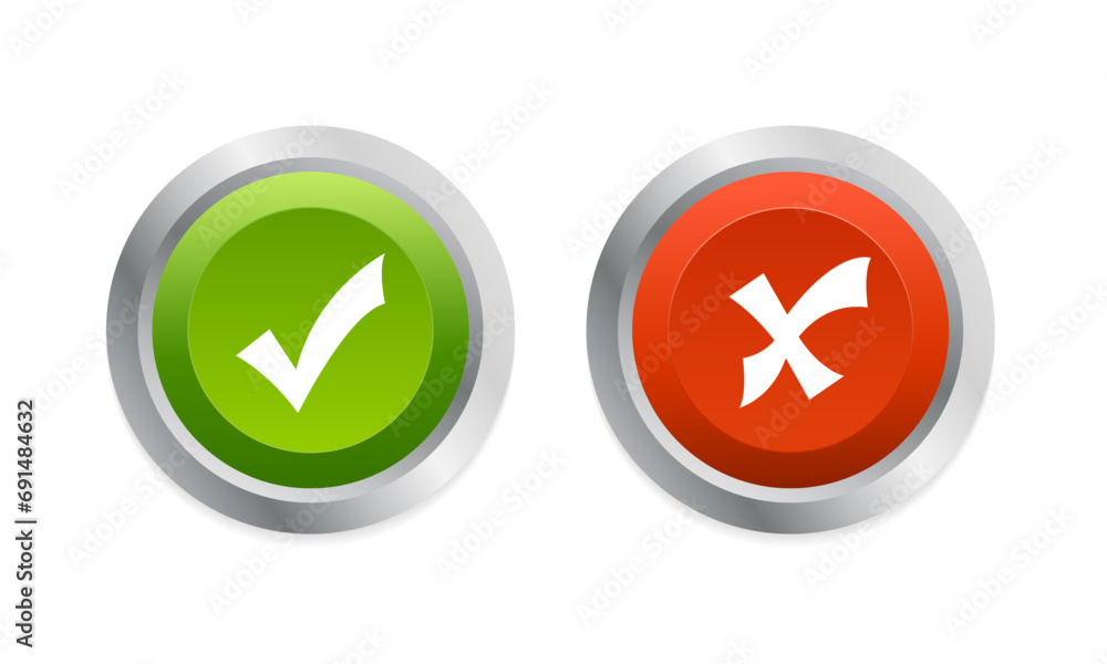 Poster check mark and cross button. like and dislike symbols. positive and negative signs. web element. but