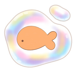 Goldfish in Rainbow Bubbles v.1