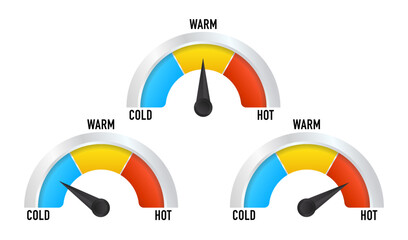 Vector dashboard. Cold, warm and hot temperature sensor. Thermometer icon. High speed. Vector illustration - obrazy, fototapety, plakaty