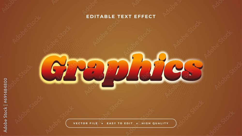 Poster Red brown and yellow graphics 3d editable text effect - font style
