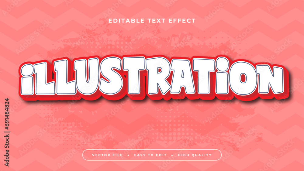 Poster red pink and white illustration 3d editable text effect - font style