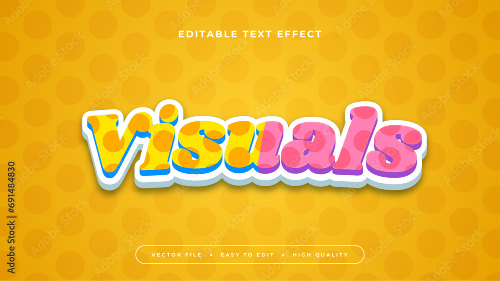 Aufkleber yellow white and pink visuals 3d editable text effect - font style