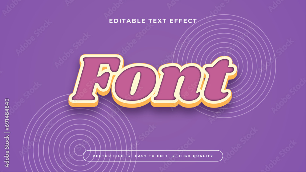 Aufkleber Yellow and purple violet font 3d editable text effect - font style
