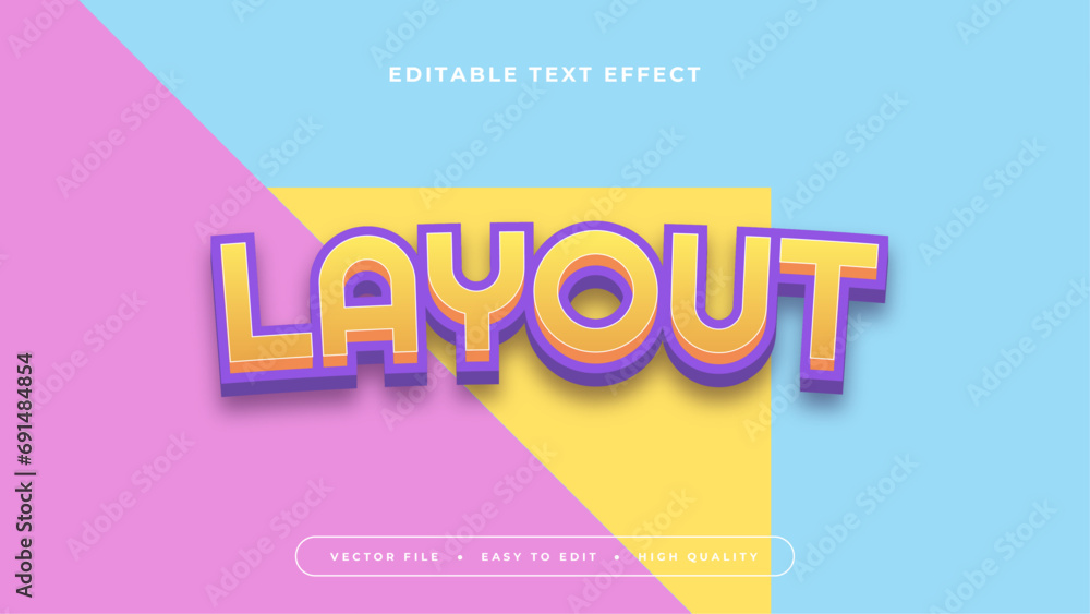 Poster Pink yellow and purple violet layout 3d editable text effect - font style