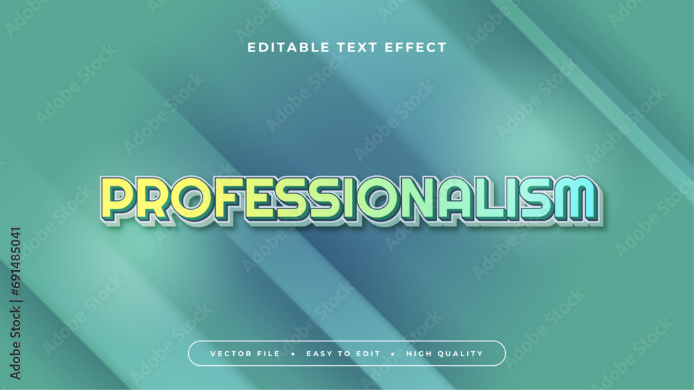 Poster green yellow and blue professionalism 3d editable text effect - font style