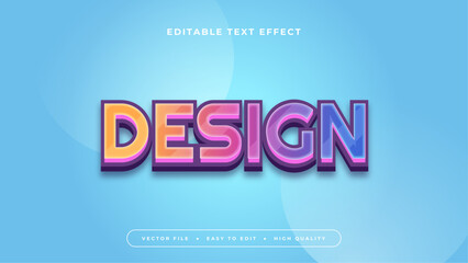 Orange blue and purple violet design 3d editable text effect - font style