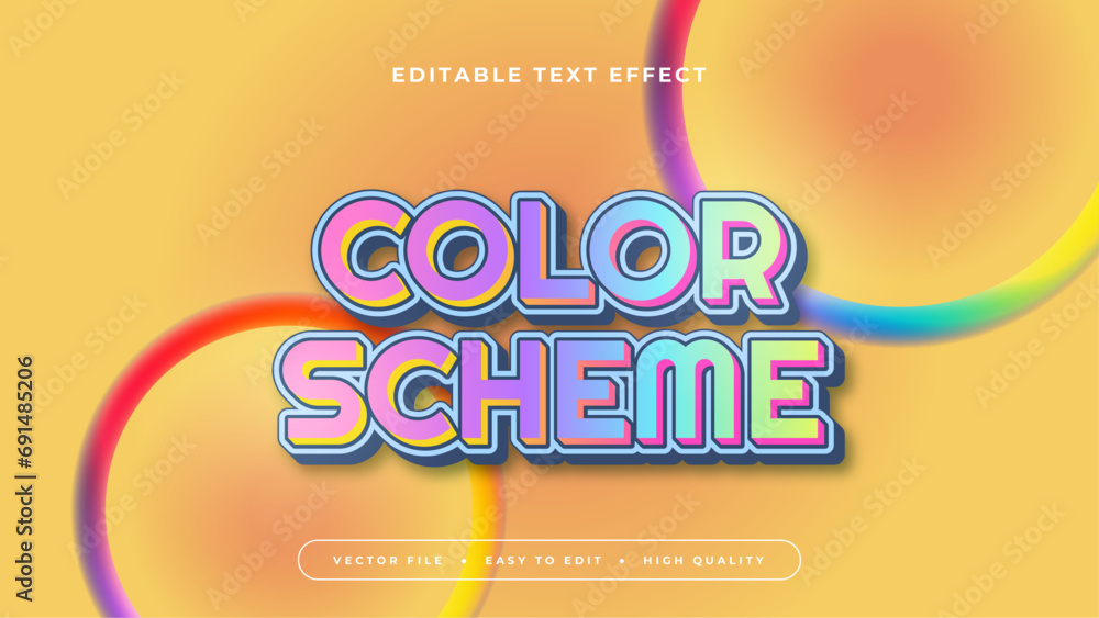 Poster Colorful colourful color scheme 3d editable text effect - font style