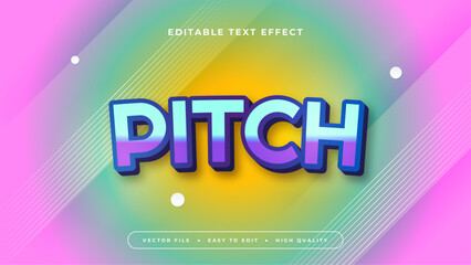 Colorful colourful pitch 3d editable text effect - font style