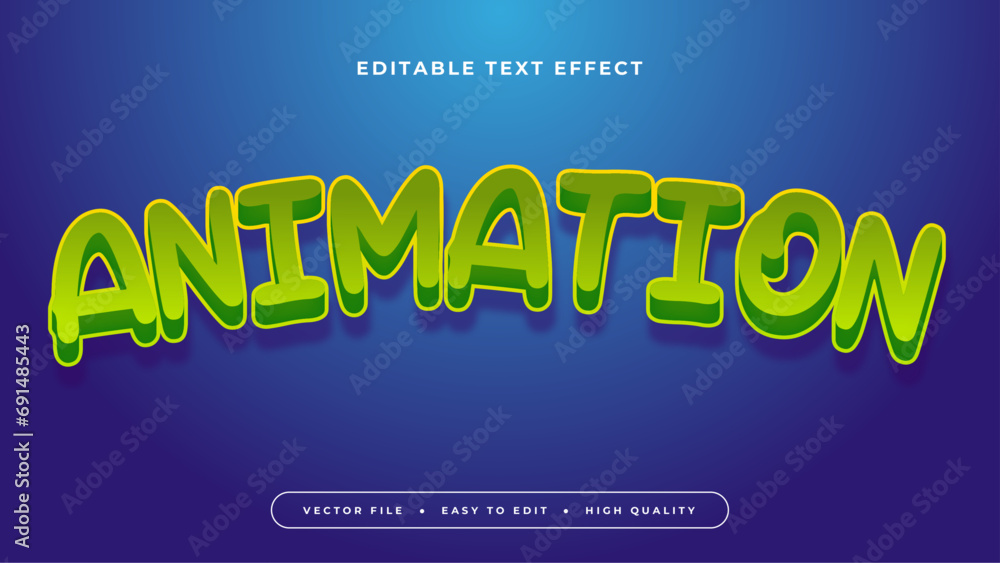 Poster Blue and green animation 3d editable text effect - font style
