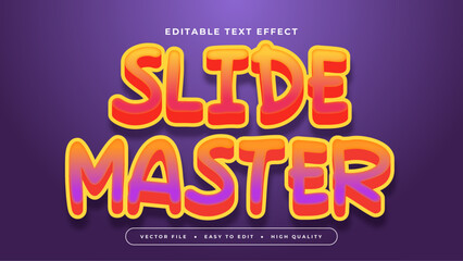 Orange yellow and purple violet slide master 3d editable text effect - font style