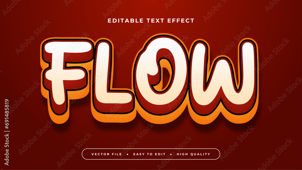 Poster Red orange and white flow 3d editable text effect - font style