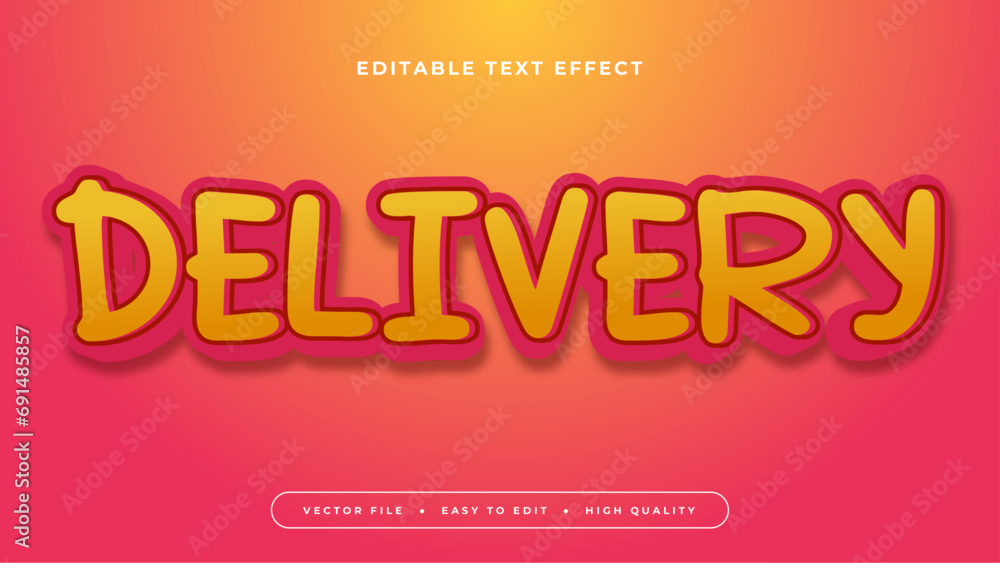 Aufkleber yellow orange and red delivery 3d editable text effect - font style
