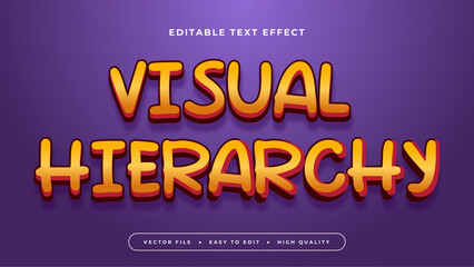 Fototapeta premium Orange yellow and purple violet visual hierarchy 3d editable text effect - font style