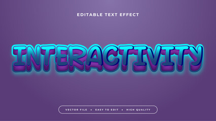 Blue and purple violet interactivity 3d editable text effect - font style