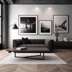 Modern black and white living room