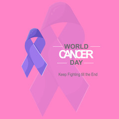 Vector Illustrations for World cancer day, keep fighting till the end, letter