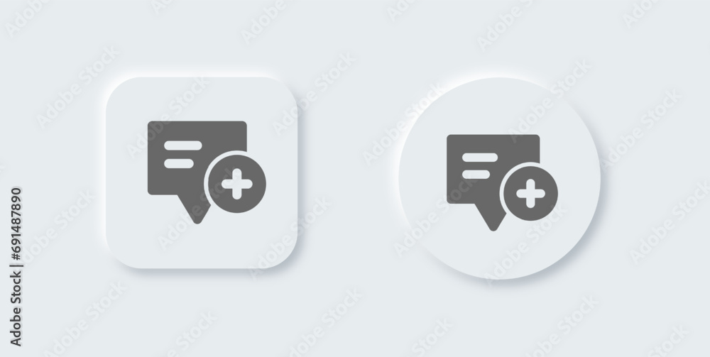 Poster create message solid icon in neomorphic design style. chat signs vector illustration.