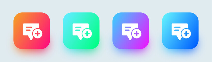 Create message solid icon in square gradient colors. Chat signs vector illustration.