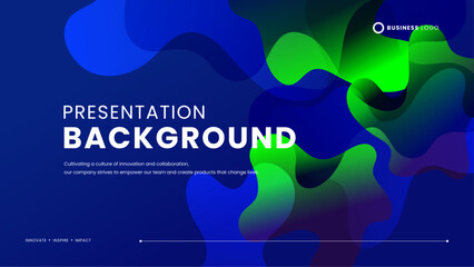 Blue and green vector gradient abstract fluid liquid technology background. Modern graphic design presentation background concept for banner, flyer, card, or brochure cover