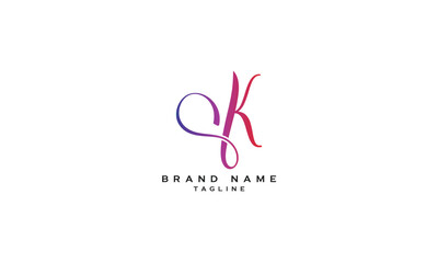 SK, KS, Abstract initial monogram letter alphabet logo design