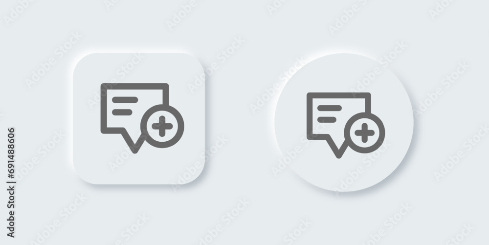 Poster create message line icon in neomorphic design style. chat signs vector illustration.