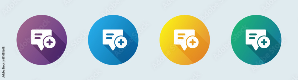 Poster create message solid icon in flat design style. chat signs vector illustration.