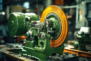 Photo of an electronic device placed on a flat surface. Modern metal processing at an industrial enterprise. Manufacturing of high-precision parts and mechanisms.