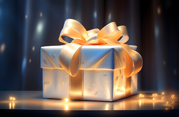 Glowing gift box with bow