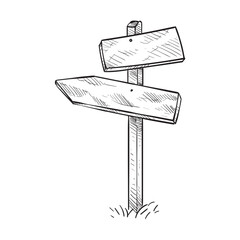 direction sign handdrawn illustration