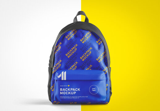 Realistic Backpack Mockup With Front Pocket