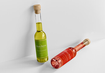 Glass Bottles Mockup With Long Neck