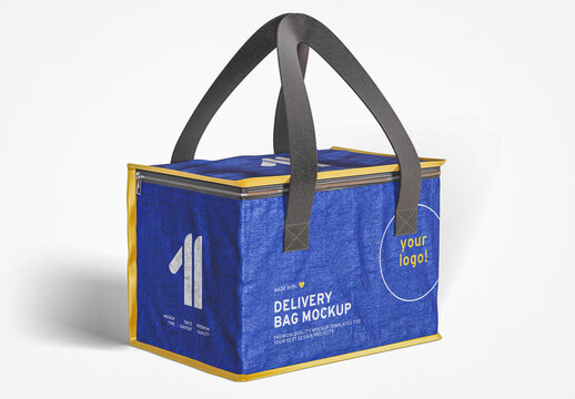 Realistic Blue Delivery Bag Mockup