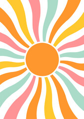 Abstract illustration of sun with color swirl beams