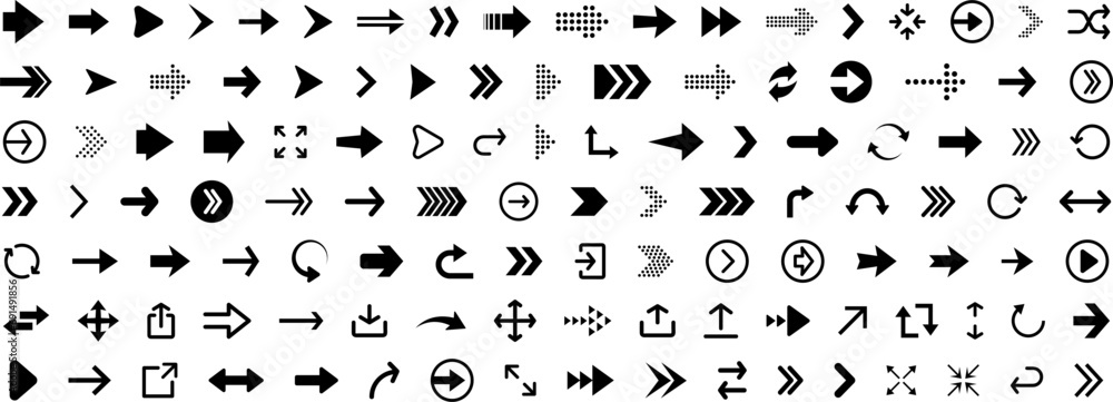 Poster arrows icon. arrow icons set. black vector arrows collection. cursor vector icon. collection differe
