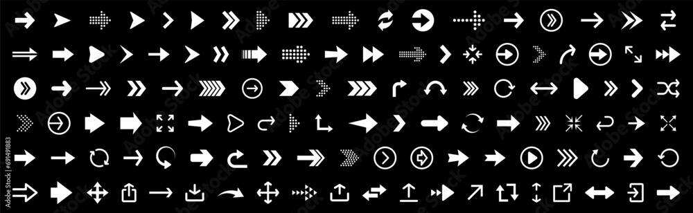 Poster arrows icon. arrow icons set. black vector arrows collection. cursor vector icon. collection differe