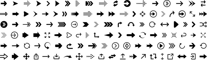 Arrows icon. Arrow icons set. Black vector arrows collection. Cursor vector icon. Collection different Arrows on flat style for web design or interface. Direction symbols. Vector illustration